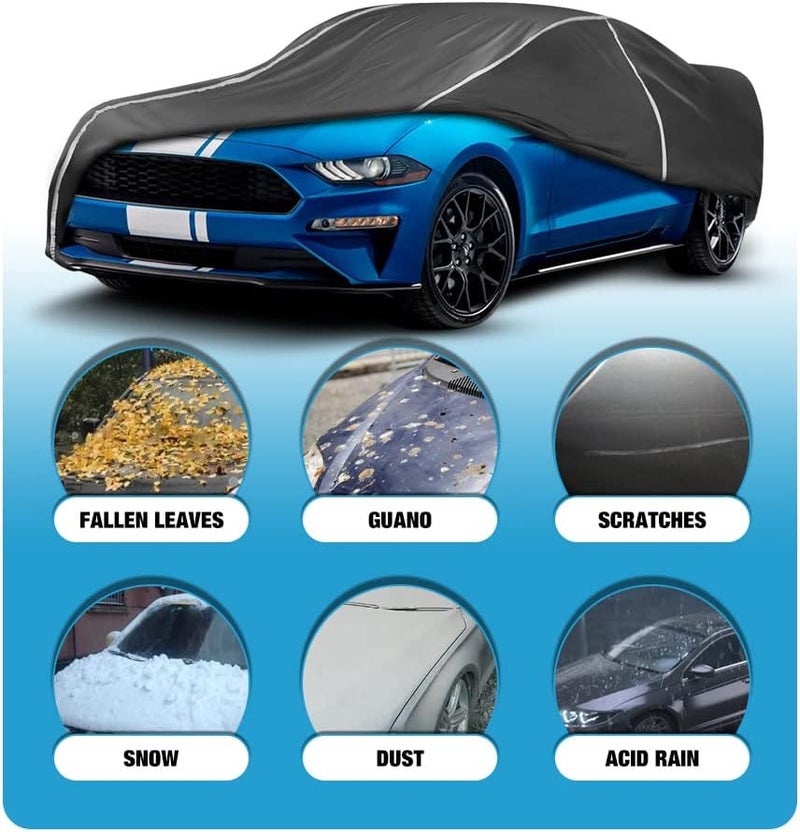 BERKSYDE Waterproof Car Cover Compatible for 1994-2024 Ford Mustang GT/Shelby/Cobra/Bullitt/Ecoboost/LX/Deluxe/Premium All Weather 6 Layers Full Car Cover with Storage Bag - Image 2